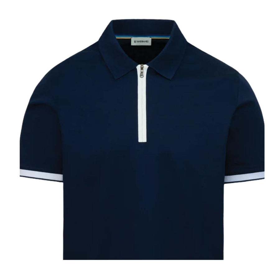 Sandbanks Silicone Zip Navy Polo Shirt