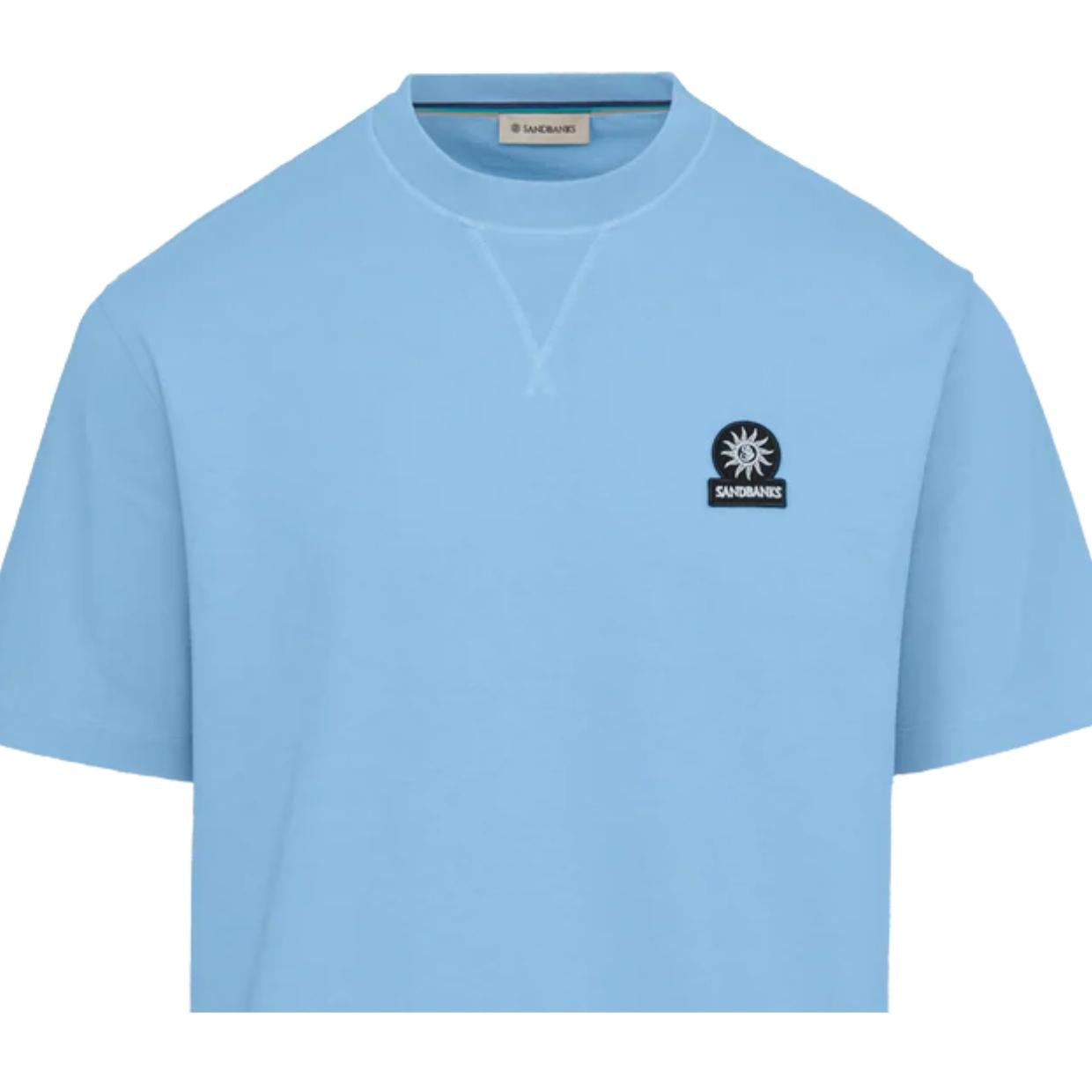 Sandbanks Relaxed Fit Double Jersey Dusty Blue Sweat T-Shirt