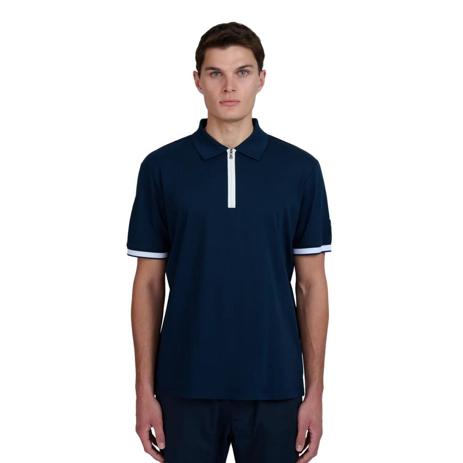 Sandbanks Silicone Zip Navy Polo Shirt