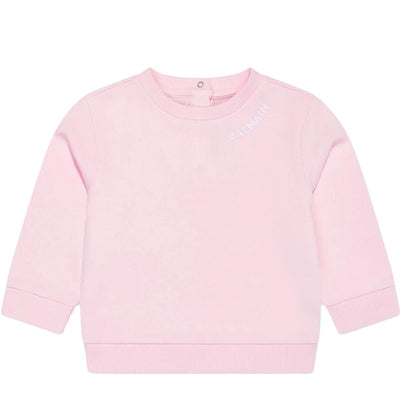 Balmain Baby Embroidered Logo Pink Sweatshirt