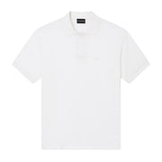 Emporio Armani Off White Cotton Lyocell Polo Shirt