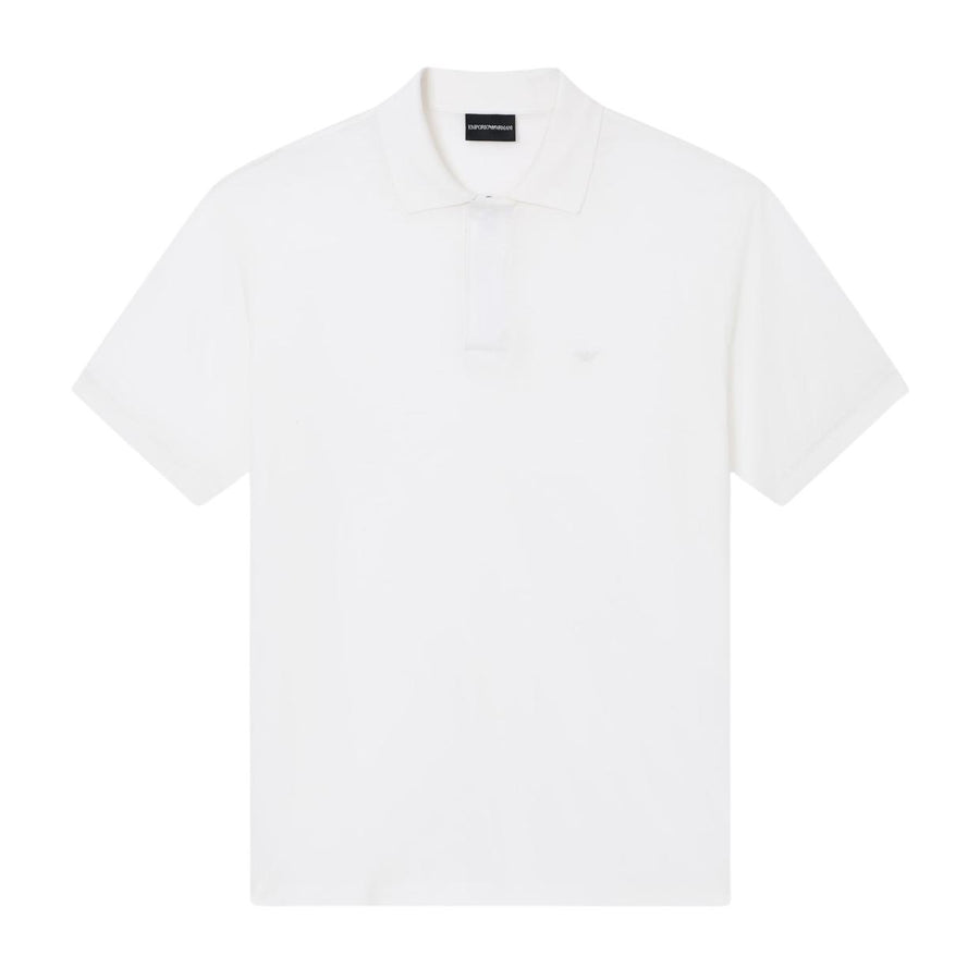 Emporio Armani Off White Cotton Lyocell Polo Shirt