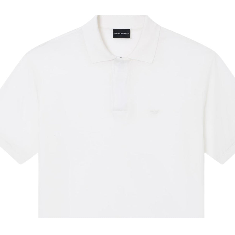 Emporio Armani Off White Cotton Lyocell Polo Shirt