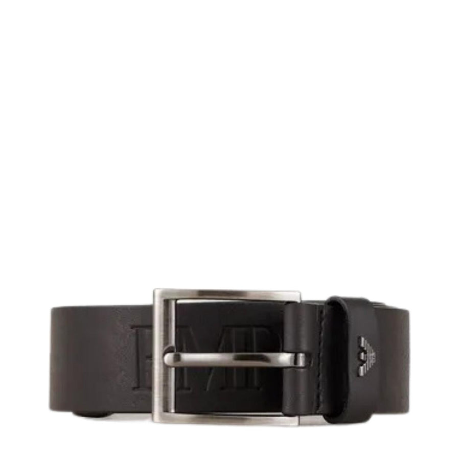 Emporio Armani Black Tumbled Leather Belt