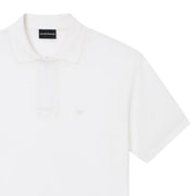 Emporio Armani Off White Cotton Lyocell Polo Shirt