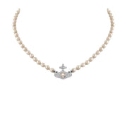 Vivienne Westwood Olympia Pearl Platinum White Creamrose Pearl Necklace