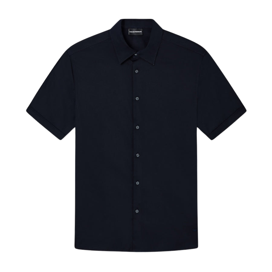 Emporio Armani Pima Cotton Short Sleeve Dark Navy Shirt
