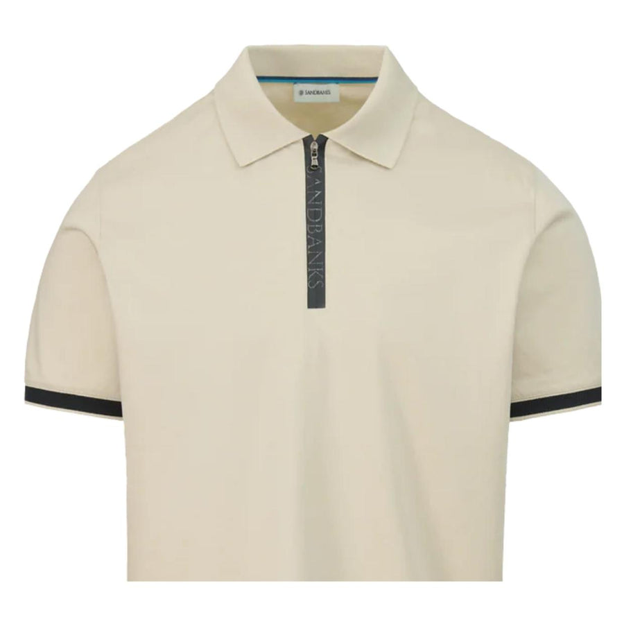 Sandbanks Silicone Zip Stone Polo Shirt
