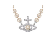 Vivienne Westwood Olympia Pearl Platinum White Creamrose Pearl Necklace