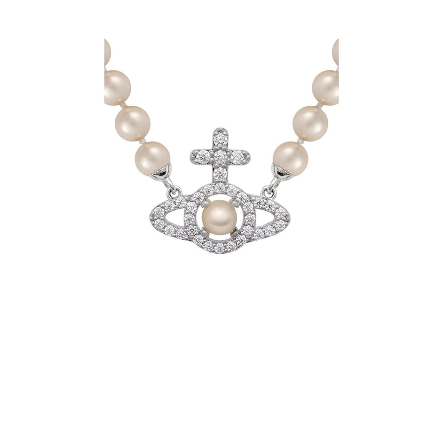 Vivienne Westwood Olympia Pearl Platinum White Creamrose Pearl Necklace