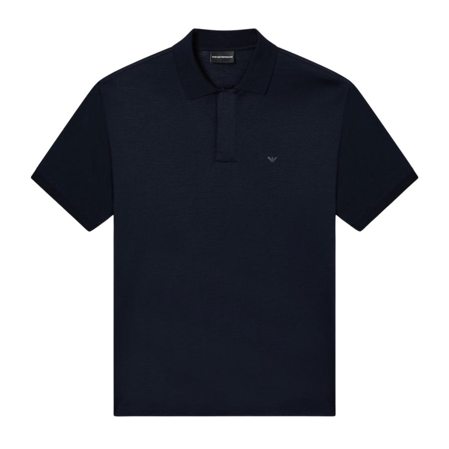 Emporio Armani Dark Navy Cotton Lyocell Polo Shirt