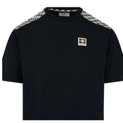 Aquascutum Active Club Check Shoulder Black T-Shirt
