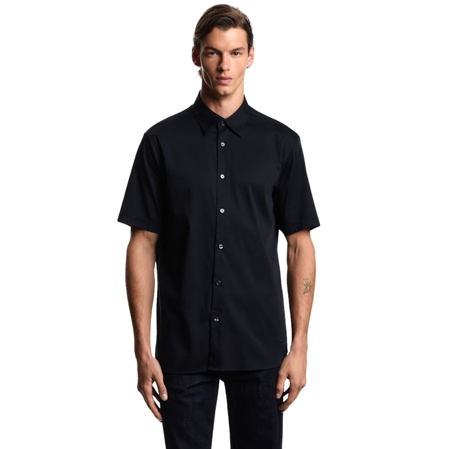 Emporio Armani Pima Cotton Short Sleeve Dark Navy Shirt