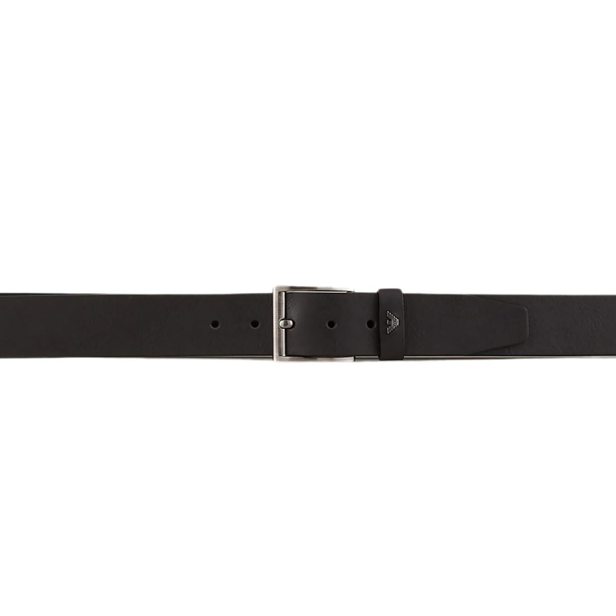 Emporio Armani Black Tumbled Leather Belt – Retro Designer Wear
