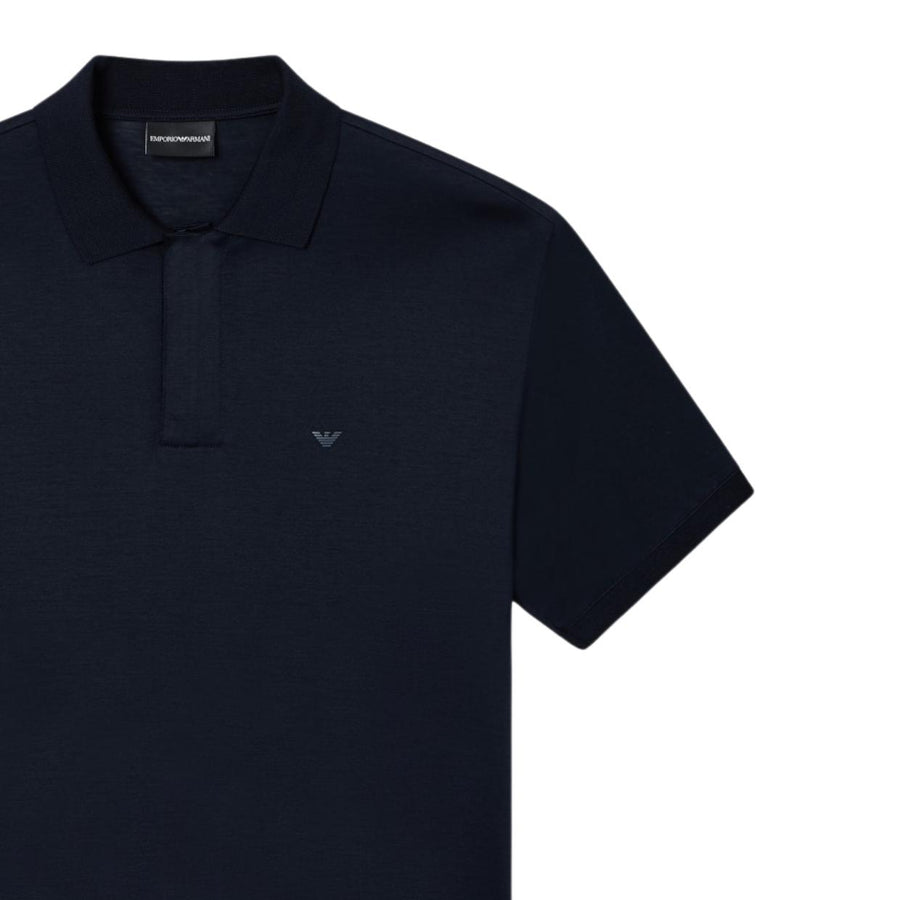 Emporio Armani Dark Navy Cotton Lyocell Polo Shirt
