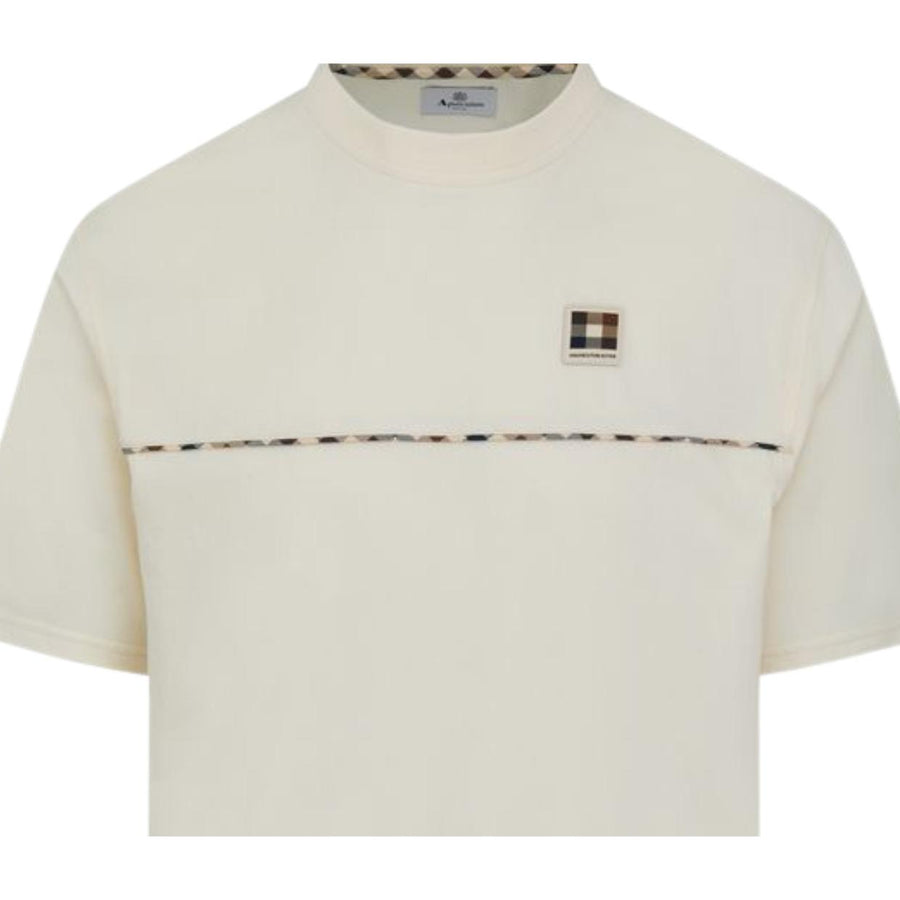Aquascutum Active Club Check Piping White T-Shirt