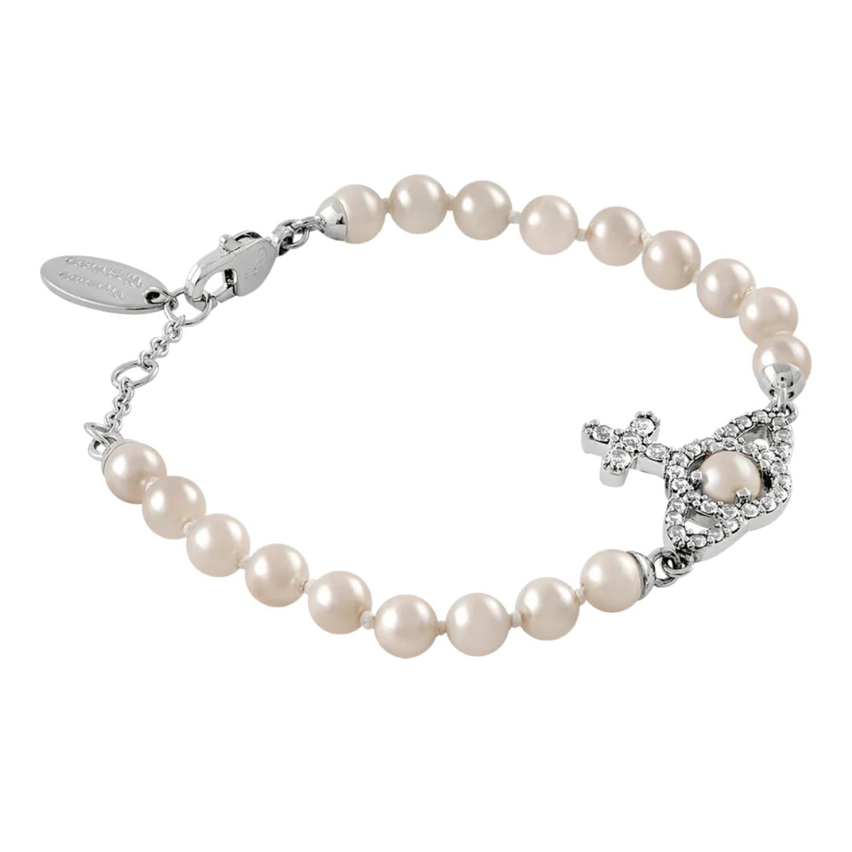 Vivienne Westwood Olympia Pearl Platinum Creamrose Pearl Bracelet
