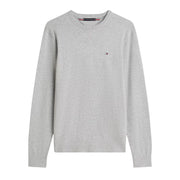 Tommy Hilfiger Embroidered Logo Light Grey Heather Crew Neck Sweatshirts
