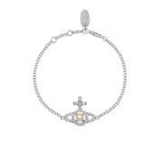 Vivienne Westwood Olympia Pearl Platinum Creamrose Chain Bracelet
