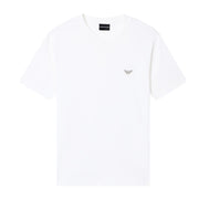 Emporio Armani Embroidered Slim Fit Cotton Jersey Off-White T-Shirt