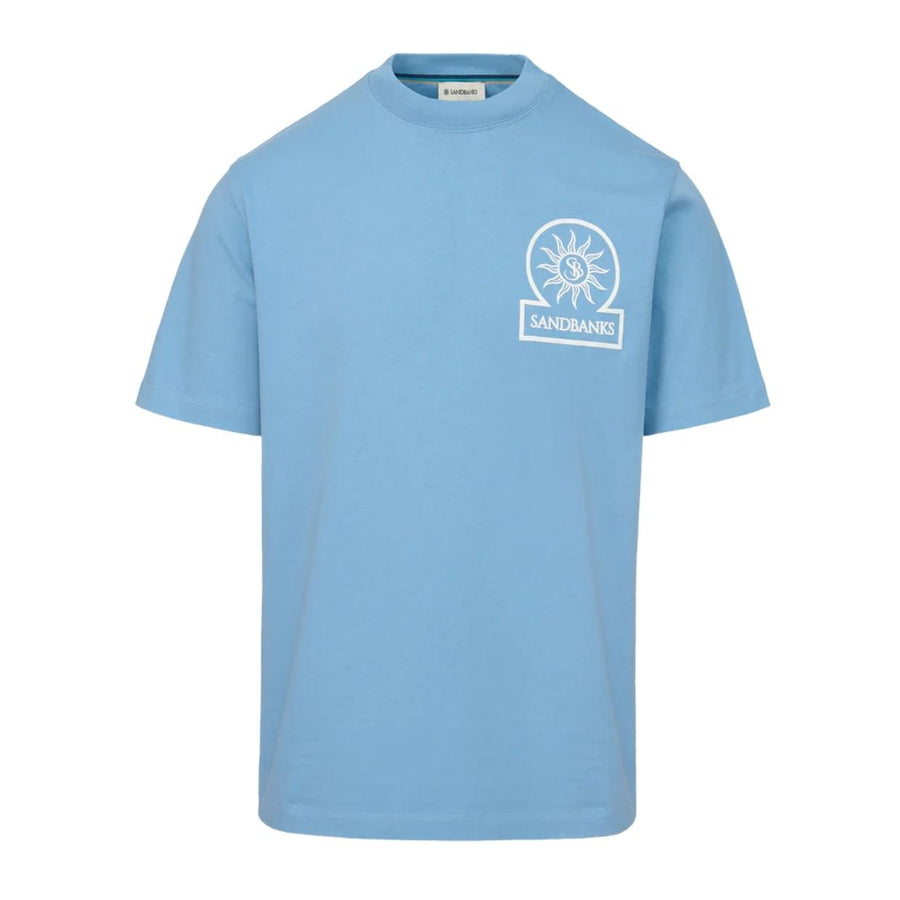 Sandbanks Raised Rubber Logo Double Jersey Dusty Blue T-Shirt