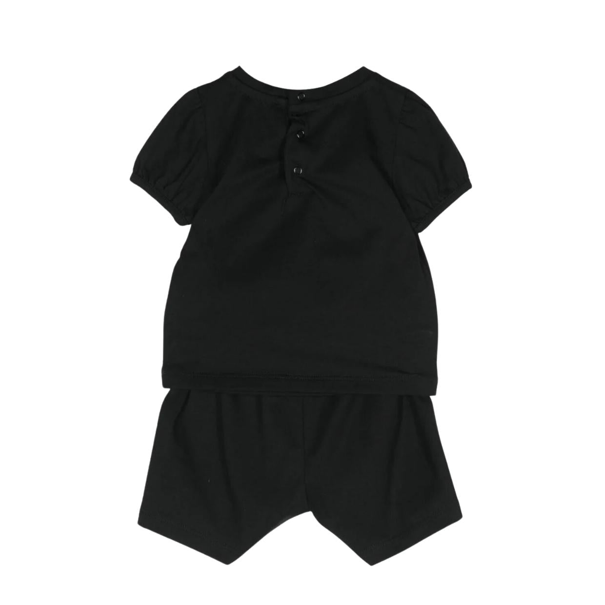 Moschino Baby Embroidered Logo Black Two Piece Shorts Set