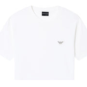 Emporio Armani Embroidered Slim Fit Cotton Jersey Off-White T-Shirt