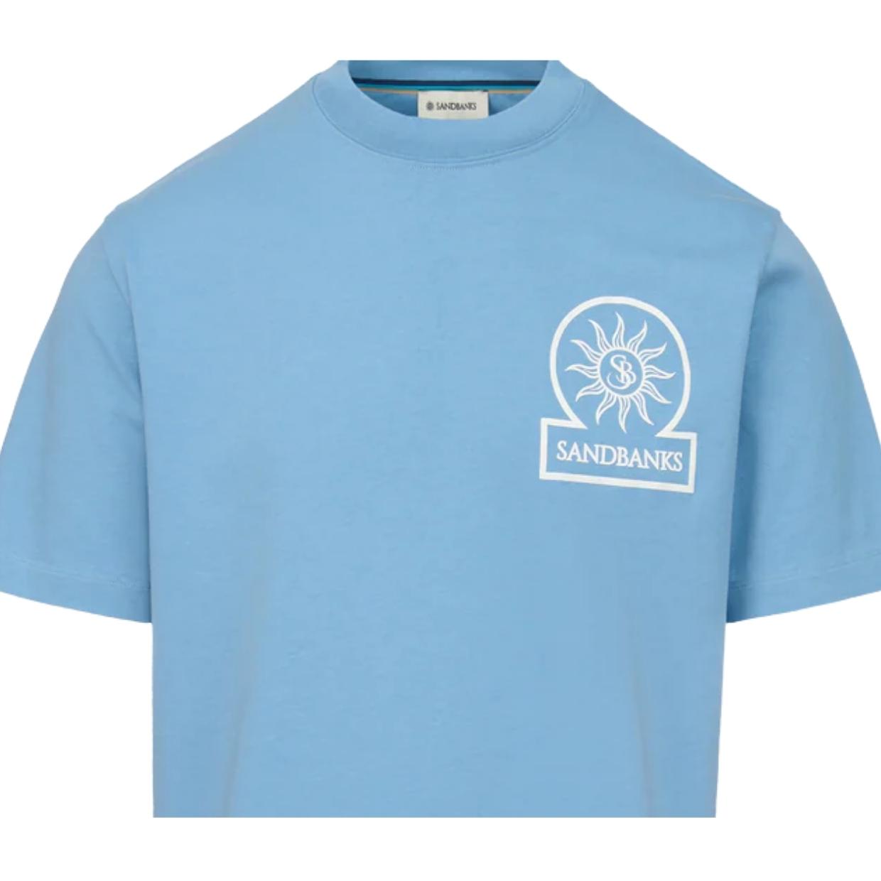 Sandbanks Raised Rubber Logo Double Jersey Dusty Blue T-Shirt