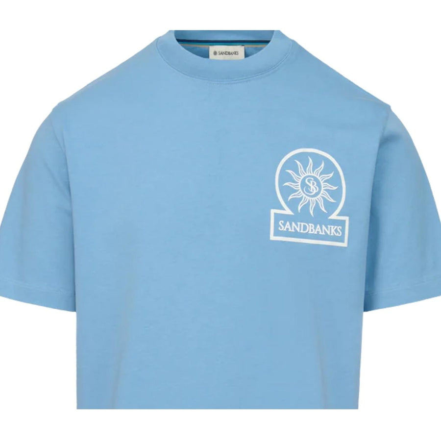 Sandbanks Raised Rubber Logo Double Jersey Dusty Blue T-Shirt