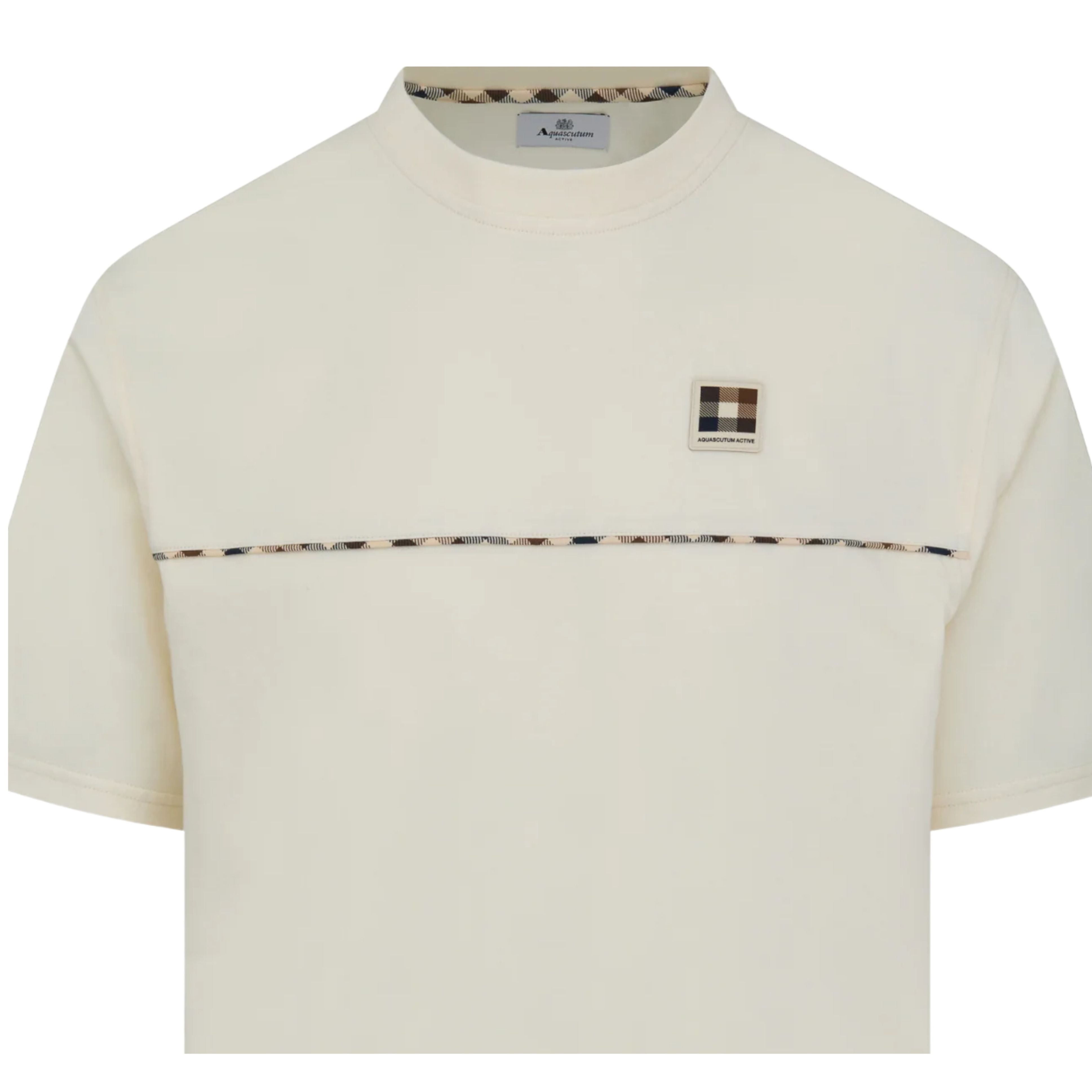 Aquascutum Active Club Check Piping Off-White T-Shirt