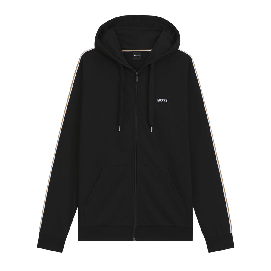 BOSS Embroidered Logo Stripe Black Hoodie