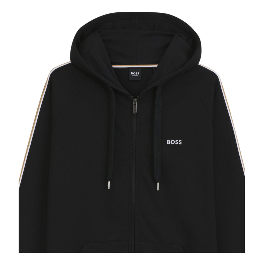 BOSS Embroidered Logo Stripe Black Hoodie