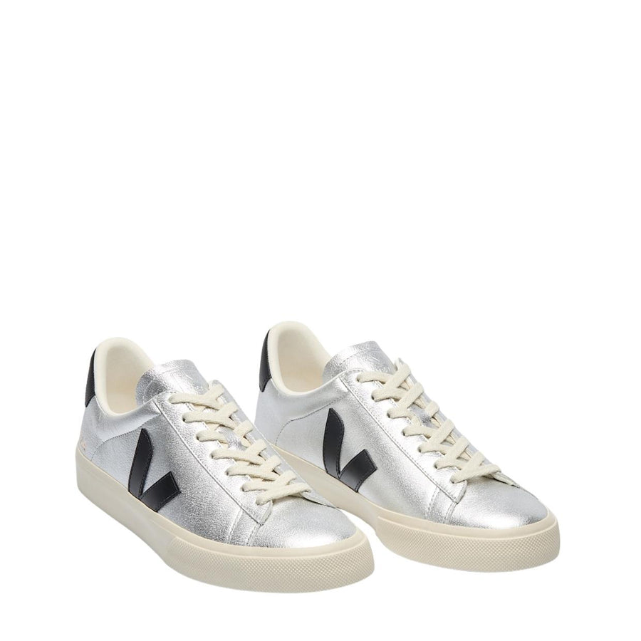 VEJA Campo Leather Silver Black Trainers