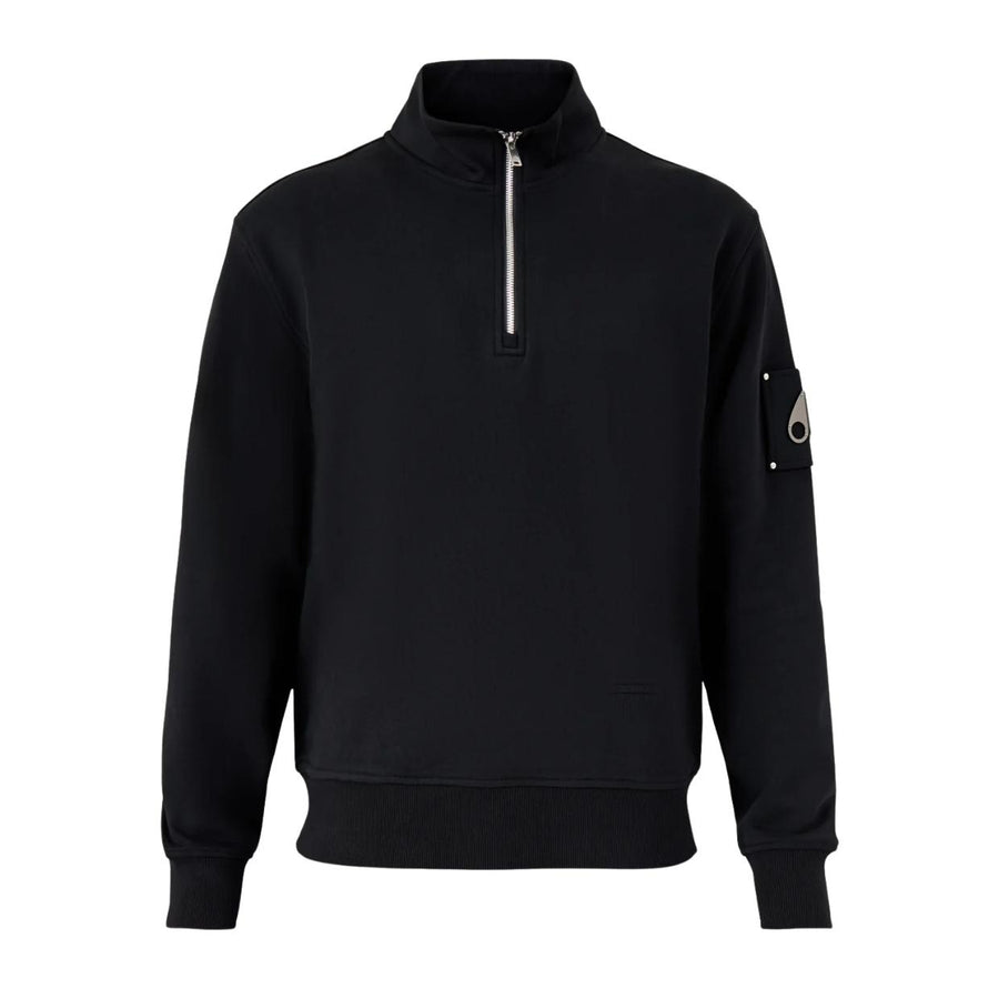 Moose Knuckles Hartsfield Black Half-Zip Sweatshirt