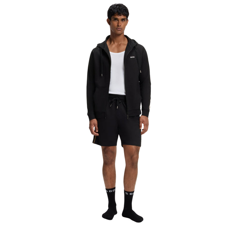 BOSS Embroidered Logo Stripe Black Hoodie