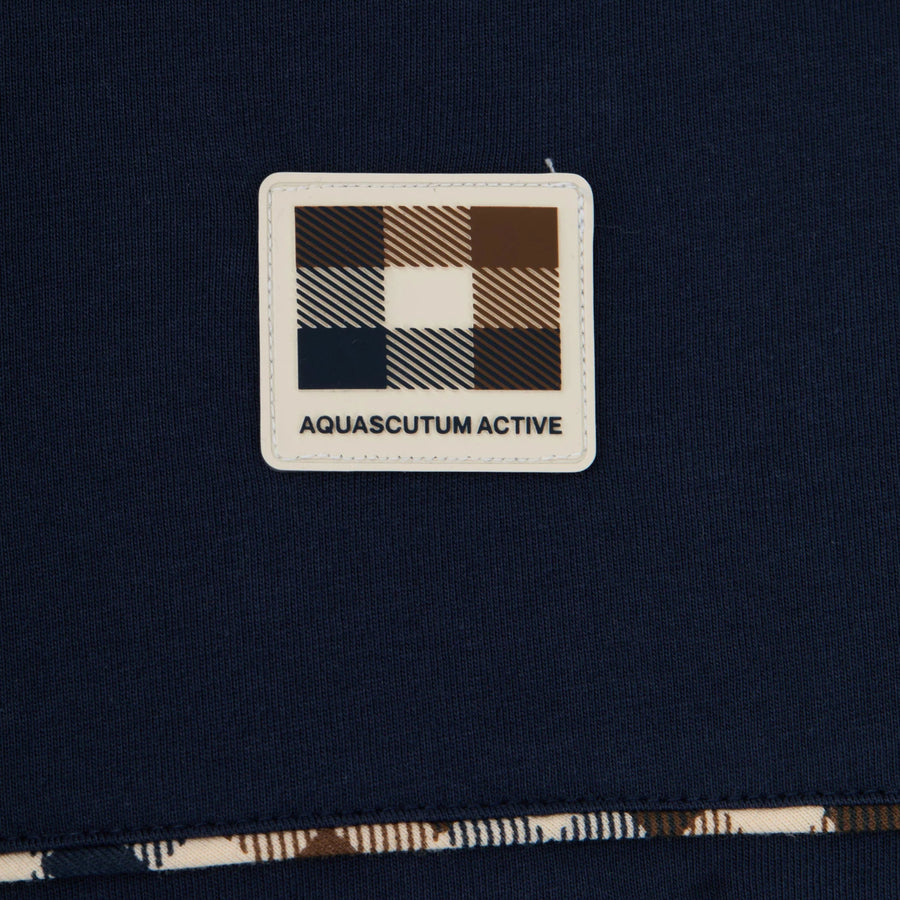 Aquascutum Active Club Check Piping Navy T-Shirt