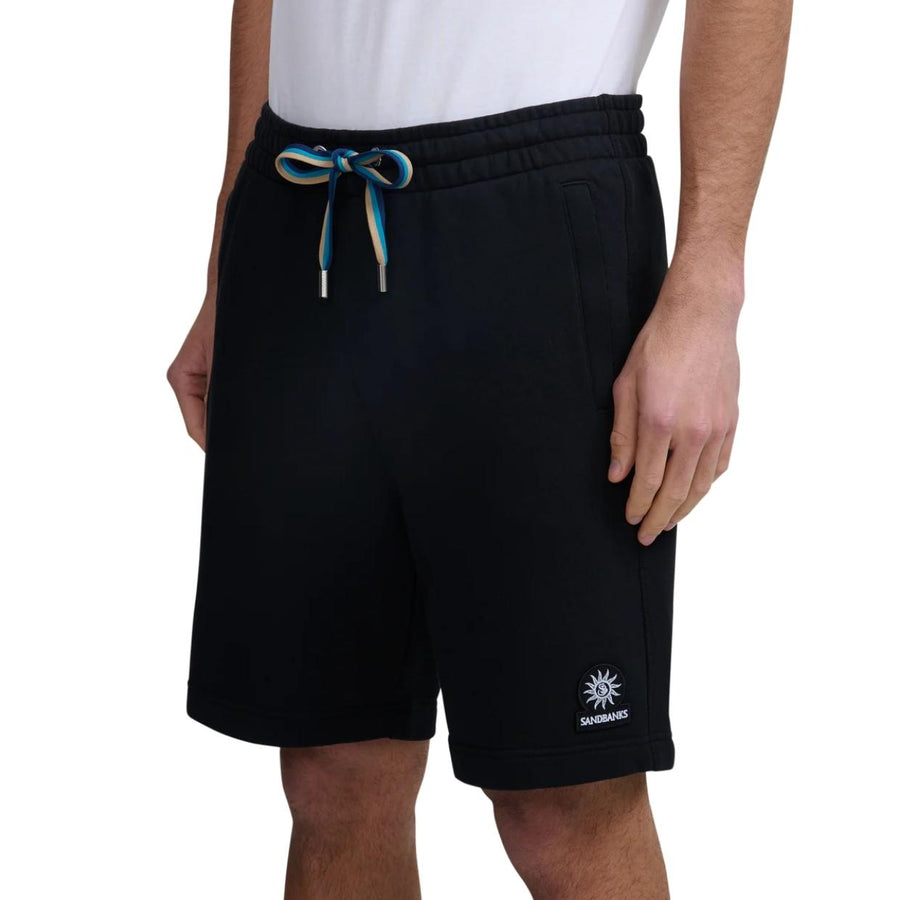 Sandbanks Badge Logo Black Sweat Shorts