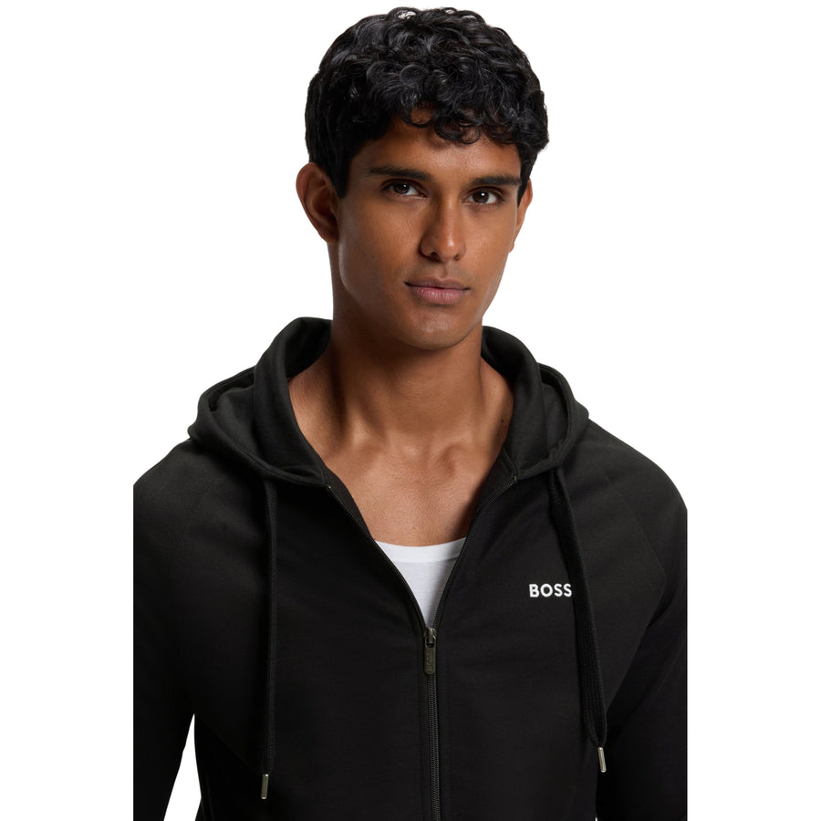 BOSS Embroidered Logo Stripe Black Hoodie