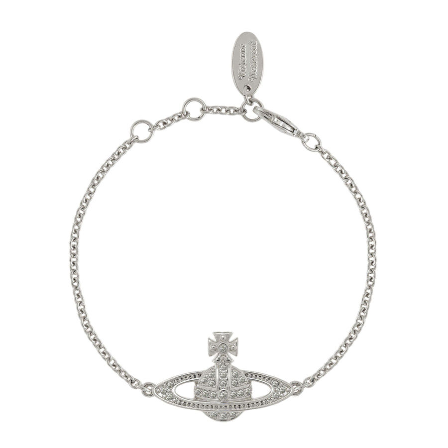 Vivienne Westwood Platinum Crystal Mini Bas Relief Chain Bracelet