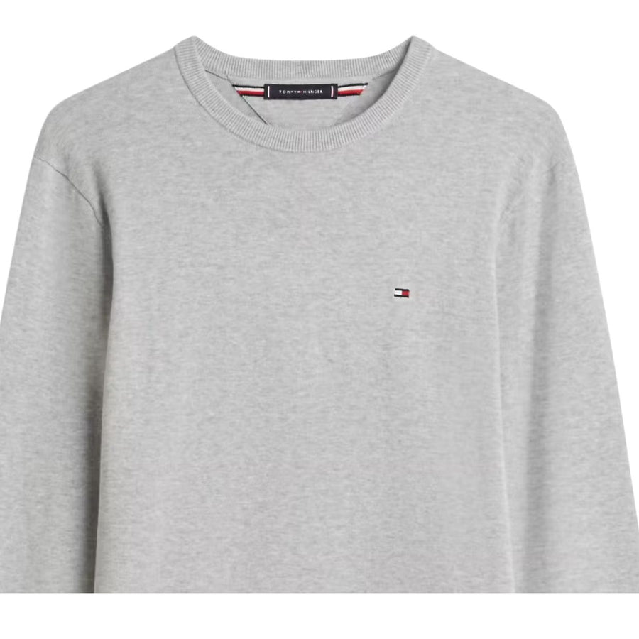 Tommy Hilfiger Embroidered Logo Light Grey Heather Crew Neck Sweatshirts