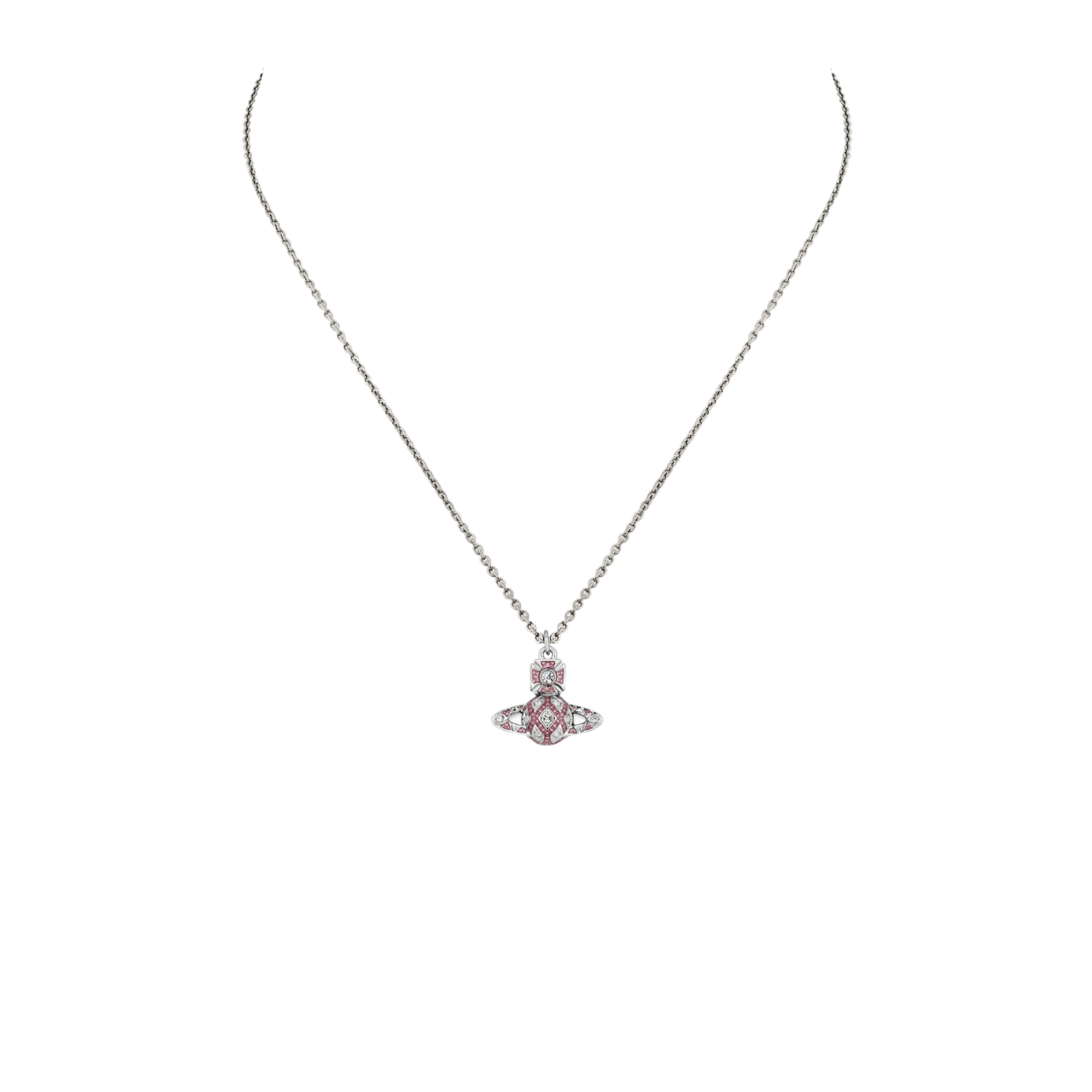 Vivienne Westwood Platinum Crystal Rose Enamel Rachelle Bas Relief Pendant