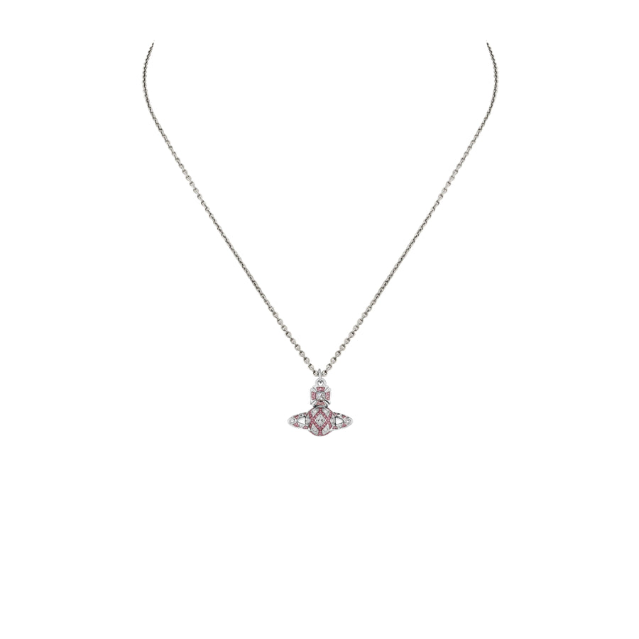 Vivienne Westwood Platinum Crystal Rose Enamel Rachelle Bas Relief Pendant