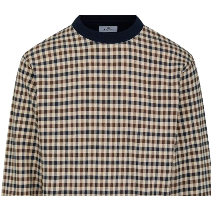 Aquascutum Active Club Check Navy Crewneck Sweatshirt