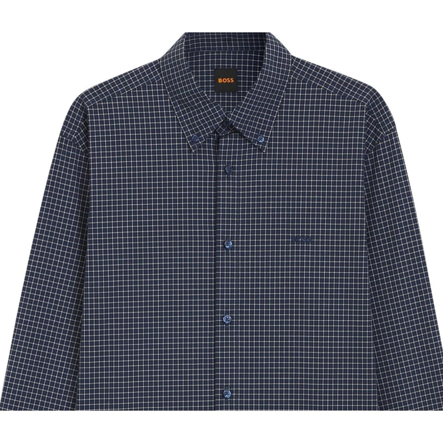 BOSS Ricoplus Regular Fit Cotton Dobby Checked Shirt