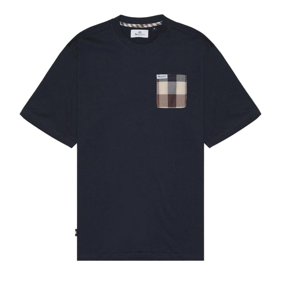 Aquascutum Active Macro Club Check Pocket Navy T-Shirt