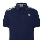 Aquascutum Active Club Check Shoulder Navy Polo Shirt