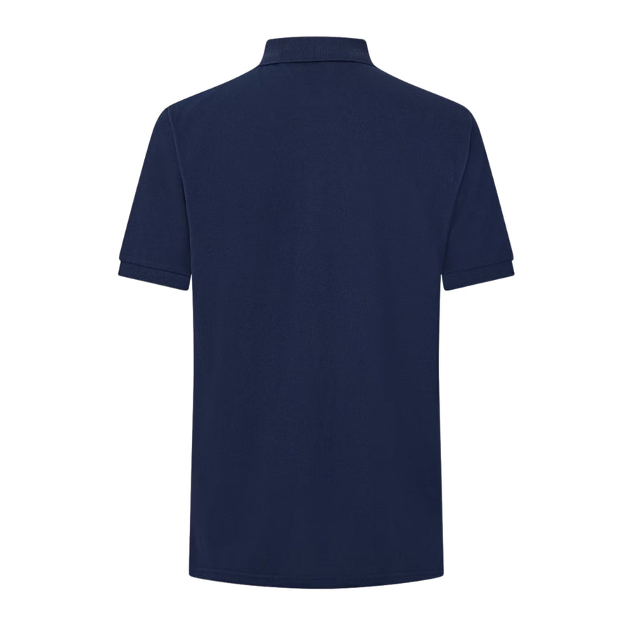 Aquascutum Active Club Check Shoulder Navy Polo Shirt