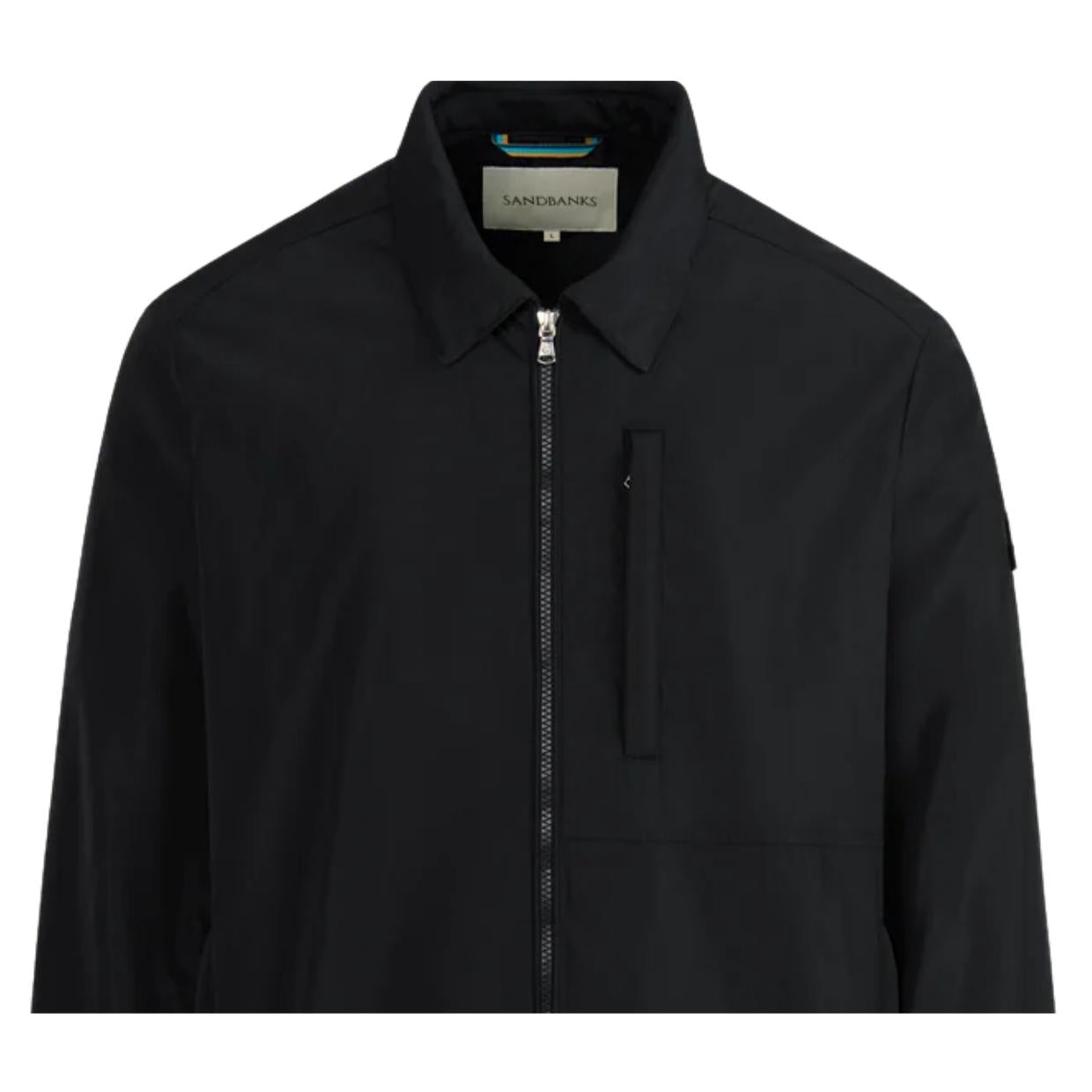 Sandbanks Logo Badge Nylon Black Overshirt