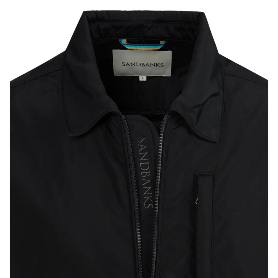 Sandbanks Logo Badge Nylon Black Overshirt