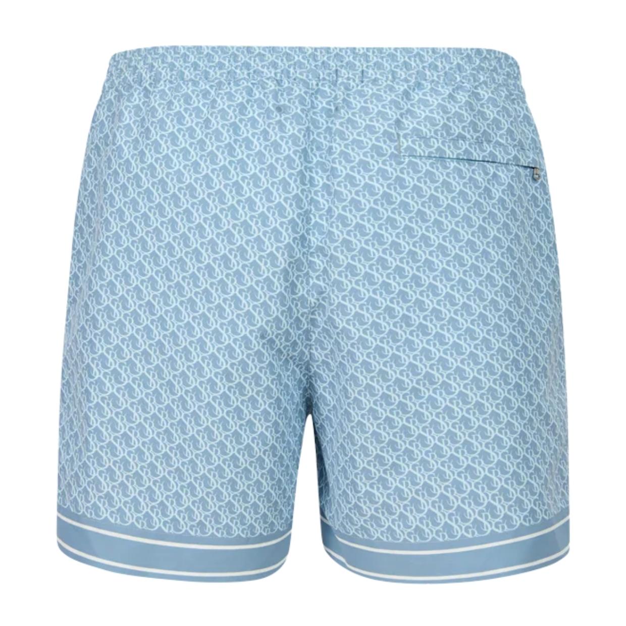 Sandbanks Dusty Blue SB Monogram Swim Shorts